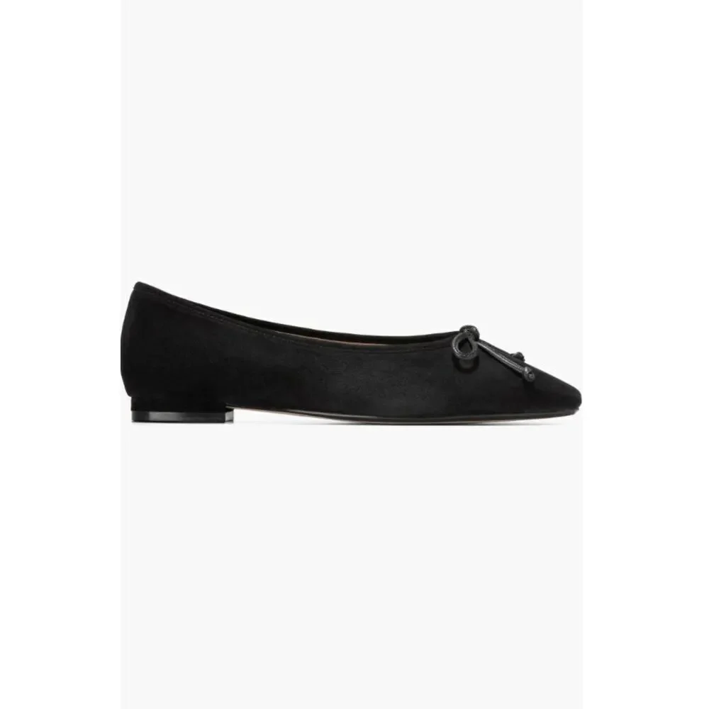 New Cole Haan Bethany Square Toe Ballerina Flats Size 10.5 In Black Suede NEW